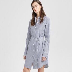 Theory striped clean shirt dress blue and white 100% cotton size Medium